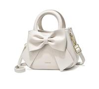 NICOLE & DORIS Small Handbags for Women Cute Crossbody Bag Mini Shoulder Bags PU Leather Top Handle Bags Bowknot Handbag Clutch Bag Girls Messenger Bags White