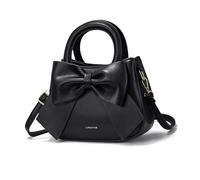 NICOLE & DORIS Small Handbags for Women - Cute Crossbody & Mini Shoulder Bags - PU Leather Top Handle Bags with Bowknot - Black