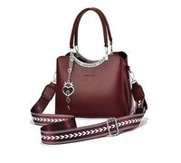 NICOLE & DORIS Small Handbags for Women Shoulder Bag Multi Pocket Top Handle Bags PU Leather Crossbody Bag Satchel Bag Handbag with Wide Strap Red