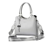 NICOLE & DORIS Small Handbags for Women Shoulder Bag Multi Pocket Top Handle Bags PU Leather Crossbody Bag Satchel Bag Handbag with Wide Strap Grey