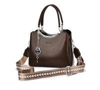 NICOLE & DORIS Small Handbags for Women Shoulder Bag Multi Pocket Top Handle Bags PU Leather Crossbody Bag Satchel Bag Handbag with Wide Strap Coffee