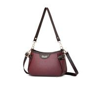 NICOLE & DORIS Small Handbags Women Crossbody Fashion Top Handle Bag Print Shoulder Bag Purses PU Leather Underarm Bag with 2 Straps Burgundy
