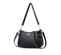 NICOLE & DORIS Small Handbags Women Crossbody Fashion Top Handle Bag Print Shoulder Bag Purses PU Leather Underarm Bag with 2 Straps Black