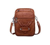 NICOLE & DORIS Small Phone Bags for Women Vintage Crossbody Bag Multi Pocket Cell Phone Purse Mini Shoulder Bag PU Leather Messenger Bag Satchel Bag with Earphone Hole Brown