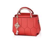 NICOLE & DORIS Small Red Elegant Women's Handbag Satchel Top Handle Bag PU Leather Organized Interior Multi-Functional Casual Daily Use