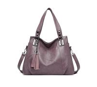 NICOLE & DORIS Soft PU Leather Handbag for Womens Hobo Bag Long Strap Shoulder Bag Ladies Tote Bag Large Crossbody Bags with Tassel Purple
