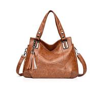 NICOLE & DORIS Soft PU Leather Handbag for Womens Hobo Bag Long Strap Shoulder Bag Ladies Tote Bag Large Crossbody Bags with Tassel Brown