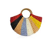 NICOLE & DORIS Straw Bags for Women Large Straw Handbags Summer Beach Bag Multicolour Beach Bag Top Handle Bag Rattan Straw Bag Ladies Woven Bag Colourful