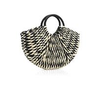 NICOLE & DORIS Straw Bags for Women Large Straw Handbags Summer Beach Bag Multicolour Beach Bag Top Handle Bag Rattan Straw Bag Ladies Woven Bag Black and White