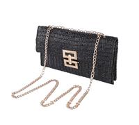 NICOLE & DORIS Straw Clutch Purses for Women Wicker Rattan Envelope Clutch Elegant Envelope Handbags for Ladies Bridal Prom Party Wedding Black
