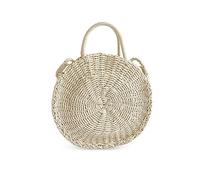 NICOLE & DORIS Straw Crossbody Bags for Women Round Handbag Straw Beach Bag Top Handle Rattan Bag Wicker Bag Circle Straw Bags Woven Handbag With Zip White