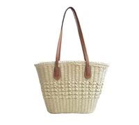 NICOLE & DORIS Straw Tote Bag for Women Summer Handbags Large Beach Bag with Zip Shopping Bag Lightweight Shoulder Bag for Holiday Travel Vacation Beige
