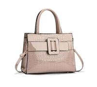 NICOLE & DORIS Stylish Handbags for Women Elegant Top Handle Bag Patent Leather Ladies Work Bag Shoulder Bags Crossbody Bag Multi Pocket Handbag with Clasp Khaki