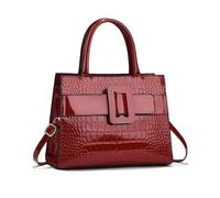 NICOLE & DORIS Stylish Handbags for Women Elegant Top Handle Bag Patent Leather Ladies Work Bag Shoulder Bags Crossbody Bag Multi Pocket Handbag with Clasp Red
