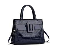 NICOLE & DORIS Stylish Handbags for Women Elegant Top Handle Bag Patent Leather Ladies Work Bag Shoulder Bags Crossbody Bag Multi Pocket Handbag with Clasp Blue