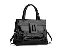 NICOLE & DORIS Stylish Handbags for Women Elegant Top Handle Bag Patent Leather Ladies Work Bag Shoulder Bags Crossbody Bag Multi Pocket Handbag with Clasp Black