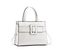 NICOLE & DORIS Stylish Handbags for Women Elegant Top Handle Bag Patent Leather Ladies Work Bag Shoulder Bags Crossbody Bag Multi Pocket Handbag with Clasp White