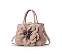 NICOLE & DORIS Stylish Handbags for Women Flower Top Handle Handbags Designer Shoulder Bag PU Leather Crossbody Bag Pretty Bag Khaki