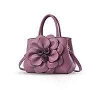 NICOLE & DORIS Stylish Handbags for Women Flower Top Handle Handbags Designer Shoulder Bag PU Leather Crossbody Bag Pretty Bag Purple