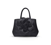 NICOLE & DORIS Stylish Handbags for Women Flower Top Handle Handbags Designer Shoulder Bag PU Leather Crossbody Bag Pretty Bag Black