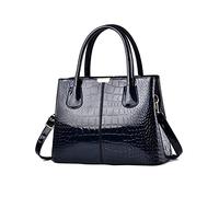NICOLE & DORIS Top Handle Bags for Women Handbag Fashion Shoulder Bag PU Leather Patent Bag Exquisite Tote Bag for Casual Work Shopping Navy Blue