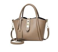NICOLE & DORIS Top Handle Bags,Women Bucket Bag with Trendy Twist Lock Small Satchel Purse PU Leather Vintage Portable with Adjustable Strap Dark khaki