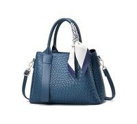 NICOLE & DORIS Top Handle Handbags for Women Elegant Shoulder Bag Multi Pocket Tote PU Leather Cross body Bag with Ribbon Dark Blue