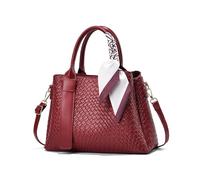 NICOLE & DORIS Top Handle Handbags for Women Elegant Shoulder Bag Multi Pocket Tote PU Leather Cross body Bag with Ribbon Burgundy