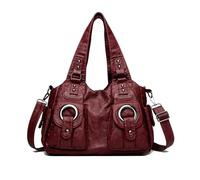 NICOLE & DORIS Tote Handbags for Women Large Shoulder Bags Soft PU Leather Hobo Bag Shopper Bags Multi Pocket Crossbody Bag Vintage Handbag for Travel Work Burgundy