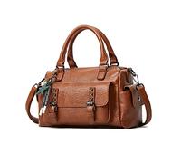 NICOLE & DORIS Vintage Top Handle & Cross-body Bags for Women - Multiple Pockets, Brown PU Leather