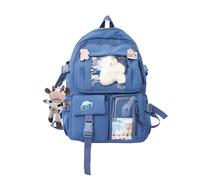 NICOLE & DORIS Woman Backpack Cute Rucksack for Girls Student Lightweight Casual Daypack Aesthetic Travel Backpack Kawaii School Bags with Lovely Plush Doll Blue
