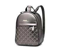 NICOLE & DORIS Women Backpack Fashion Backpack Handbag Casual Daypack PU Leather Backpacks Small Rucksack School Bag College Travel Backpack Studded Design Silver Grey