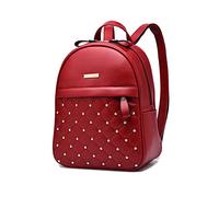 NICOLE & DORIS Women Backpack Fashion Backpack Handbag Casual Daypack PU Leather Backpacks Small Rucksack School Bag College Travel Backpack Studded Design Burgundy