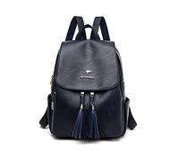 NICOLE & DORIS Women Backpacks Casual Daypacks PU Leather Anti-Theft Backpack Ladies Flap Rucksack Lightweight School Bags Waterproof Back Pack with Tassel Blue