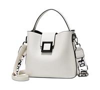 NICOLE & DORIS Women Bucket Bag Ladies Handbag Crossbody Small Top Handle Bag PU Leather Shoulder Satchel Bag Clutch Bag with 2 Shoulder Straps White