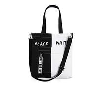 NICOLE & DORIS Women Canvas/Corduroy Tote Bag Large Shopping Handbag Shoulder Cross Body A4 Laptop Bag for Girls School Casual Chic Bags Black-White