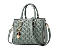 NICOLE & DORIS Women Designer Handbags Fashion Top Handle Bag Ladies Printed Handbag Shoulder Bag PU Leather Crossbody Bag Medium Hand Bags with Pendant Green