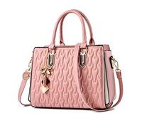 NICOLE & DORIS Women Designer Handbags Fashion Top Handle Bag Ladies Printed Handbag Shoulder Bag PU Leather Crossbody Bag Medium Hand Bags with Pendant Pink
