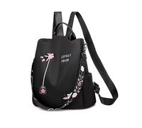NICOLE & DORIS Women Fashion Backpack Anti Theft Rucksack Lightweight Casual Daypack Ladies Embroidered Handbags Convertible Backpack for Travel School Daily Black
