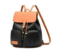 NICOLE & DORIS Women Fashion Backpack Ladies Elegant Backpack Multicolour Rucksack PU Leather Anti-Theft Backpack Handbags School Bags Travel Daypack Flap Backpack Black with Brown