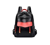 NICOLE & DORIS Women Fashion Backpack Large Capacity Leather Backpack Color Block Schoolbag Casual Daypack 13.3 inch Laptop Rucksack Shopping Travel Business Black