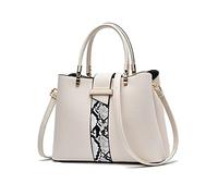 NICOLE & DORIS Women Fashion Handbag Designer Shoulder Bag Ladies Print Top Handle Bag PU Leather Tote Crossbody Bag with Three Compartments White