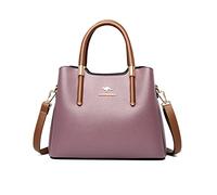 NICOLE & DORIS Women Fashion Handbag Designer Top Handle Bags Simple Shoulder Bags PU Leather Crossbody Bag Ladies Multicolour Tote Bag with Triple Compartment Purple
