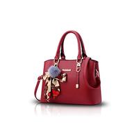 Nicole&Doris Women Handbag Crossbody Working Totes Satchel Shoulder Bag for Women Ornament Bowknot Soft PU Red Wine