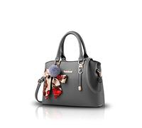 Nicole&Doris Women Handbag Crossbody Working Totes Satchel Shoulder Bag for Women Ornament Bowknot Soft PU Gray