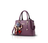 Nicole&Doris Women Handbag Crossbody Working Totes Satchel Shoulder Soft PU Bag for Women Ornament Bowknot Purple