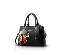 Nicole&Doris Women Handbag Crossbody Working Totes Satchel Soft PU Leather Shoulder Bag for Women Ornament Bowknot Black