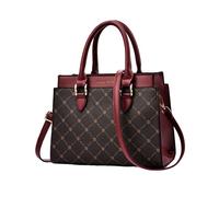 NICOLE & DORIS Women Handbag Designer Top Handle Bag Contrast Crossbody Bag Clutch Bag Printed Shoulder Bag PU Leather Tote Bag Work Bag Daily Use Burgundy