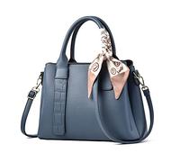 NICOLE & DORIS Women Handbag Fashion Top Handle Bags Shoulder Bags PU Leather Crossbody Bag Ladies Side Bag Medium Tote Bag with Triple Compartment Blue