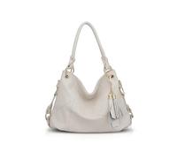NICOLE & DORIS Women Handbag Large Capacity Shoulder Bags Soft Leather Hobo Bag Fashion Cross-Body Bags Top-Handle Bags with Tassel Beige